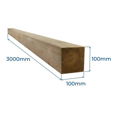 Snowdon Timber Treated 4x4" Fence Post (W) 100mm (H) 3.0m - Pack of 6