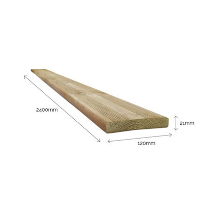 Snowdon Timber Treated Decking Board (T) 21mm (W) 120mm (L) 2.4m - Pack ...
