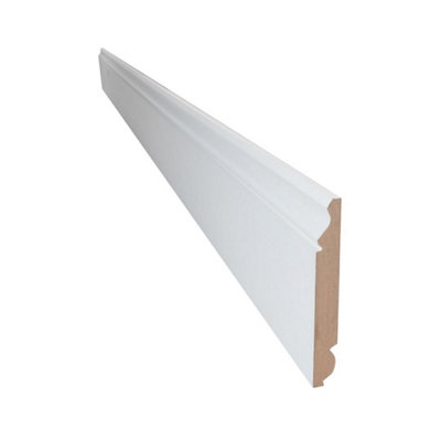 Snowdon Timber White Primed MDF Torus Ogee Skirting Board (T) 18mm (W) 144mm (L) 2.4m - Pack of 6