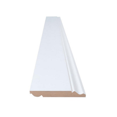 Snowdon Timber White Primed MDF Torus Ogee Skirting Board (T) 18mm (W) 144mm (L) 2.4m - Pack of 6