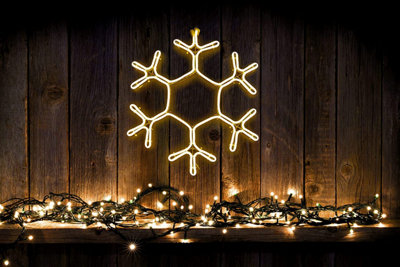 Snowflake Neon Effect Rope Light Silhouette Double Side 90 Warm White ...