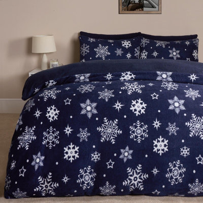 Discount Winter Snowflake Ultra Cozy Fleece Coverlet Blue And White (Full Queen)