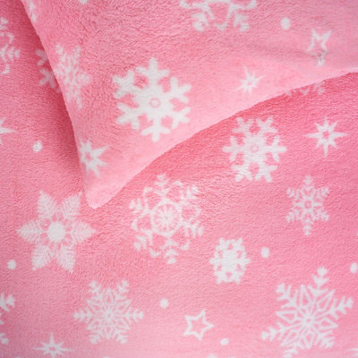 Snowflake Teddy Fleece Duvet Cover Bedding Winter Christmas