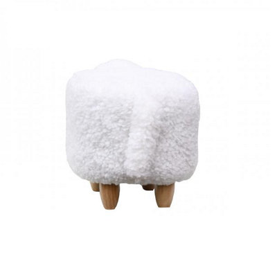 Snowflake The Sheep Footstool. Synthetic Fur. H36 cm. Christmas Gift Idea
