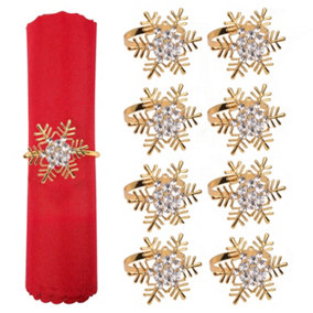 Snowflakes Design Napkin Holder Rings Serviettes Buckles for Christmas Table Décor, Gold, 18pcs