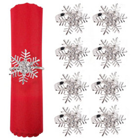 Snowflakes Design Napkin Holder Rings Serviettes Buckles for Christmas Table Décor, Silver, 12pcs