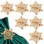 Snowflakes & Diamante Studded Napkin Holder Rings Serviettes Buckles, Gold, 12pcs