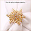 Snowflakes & Diamante Studded Napkin Holder Rings Serviettes Buckles, Gold, 12pcs