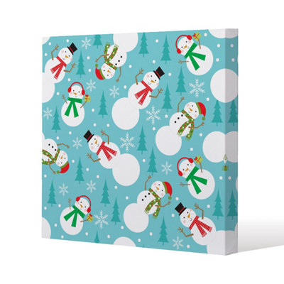 Snowman seamless pattern design (canvas) / 101 x 101 x 4cm