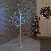 Snowtime 1.5m Birch Twig Tree with 64 Multi-Coloured LEDs