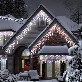 Snowtime 1000 Multicolour Icicle Christmas Lights Multi Function with Timer Indoor / Outdoor