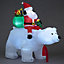 Snowtime 175cm Santa on Polar Bear with Moving Head/12 LEDs