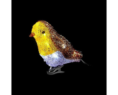 Snowtime 18cm Acrylic Robin with 16 Ice White LEDs