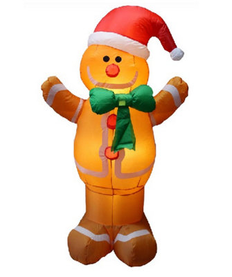 Snowtime 2.4M Giant Inflatable Gingerbread Man Christmas Display - White Led's