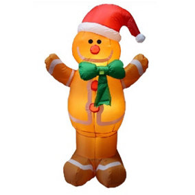 Snowtime 2.4M Giant Inflatable Gingerbread Man Christmas Display - White Led's