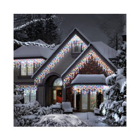 Snowtime 200 Multi-Function Icicle LED Lights in Multicolour - 4.7m Lit Length