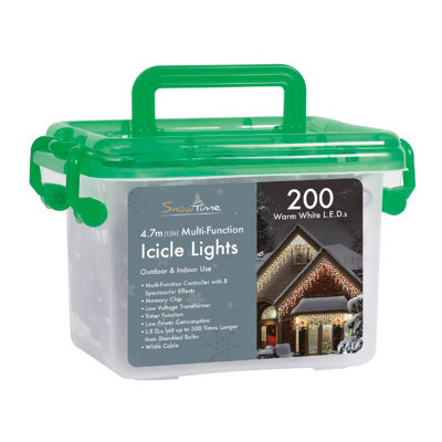 Snowtime 200 Warm White LED Icicle Lights Multi-Function With Timer Price Comparisons | Compare The Build