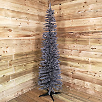 Snowtime 210cm / 7ft Wrapped Pencil Pine Grey Christmas Tree with 401 Tips