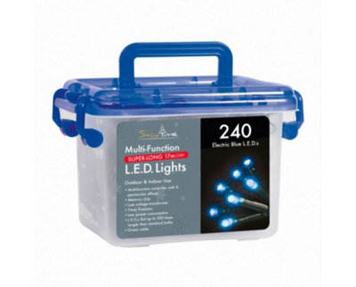 Snowtime 240 Multi-Function String LED Lights in Blue - 17m Lit Length