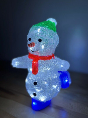 Snowtime 29cm Acrylic Skating Snowman with 30 Ice White LEDs Price Comparisons | Compare The Build