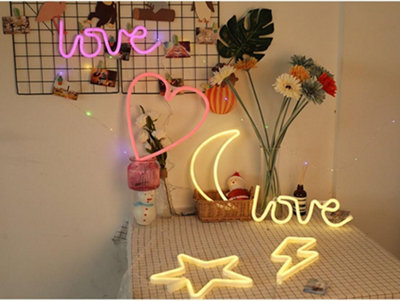 Snowtime 30cm Love Rope LED Light Silhouette in Pink - 4