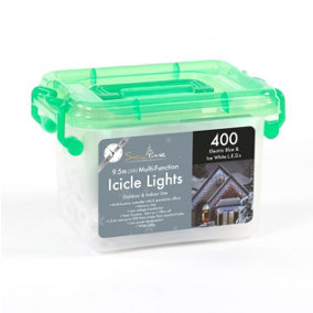 Snowtime 400 Ice White and Blue LED Icicle Lights Multi-Function With Timer