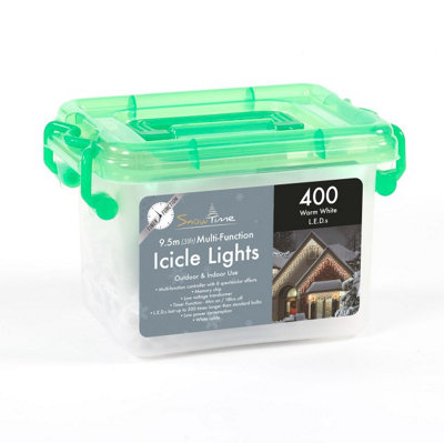 Snowtime 400 Warm White LED Icicle Lights Multi-Function With Timer Price Comparisons | Compare The Build