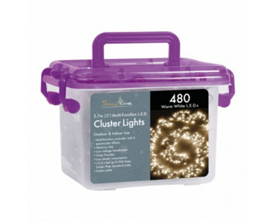Snowtime 480 Multi-Function Cluster LED Lights in Warm White - 3.7m Lit Length