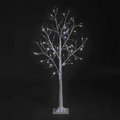 Snowtime 4ft / 120cm Light Up Birch Tree with Ice White LEDs in Twinkle Effect Indoor / Outdoor - 4
