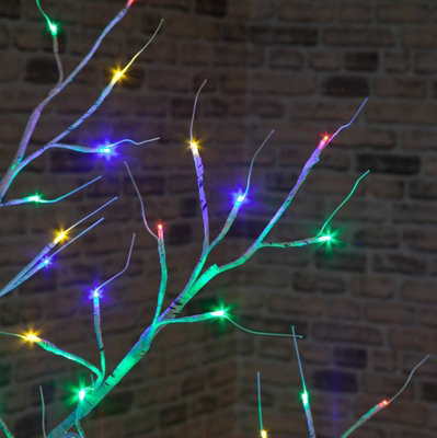 Snowtime 4ft / 120cm Light Up Birch Tree with Multicolour LEDs Indoor / Outdoor - 3