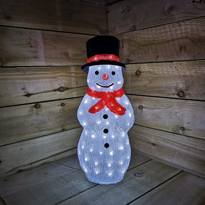 Snowtime 52.5cm LED Acrylic Snowman in Top Hat Light Up Christmas