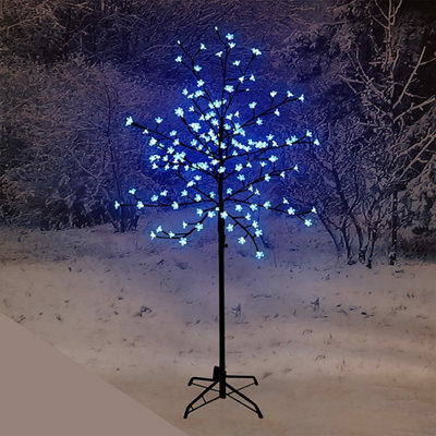 Snowtime 5ft / 150cm Cherry Blossom Twig Tree In Blue Indoor / Outdoor ...