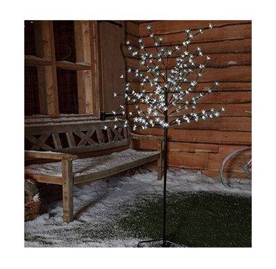 Snowtime 5ft / 150cm Cherry Blossom Twig Tree in Ice White Indoor / Outdoor