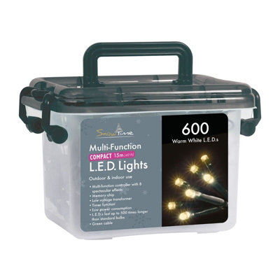 Snowtime 600 Multi-Function Compact LED Lights in Warm White - 15m Lit Length