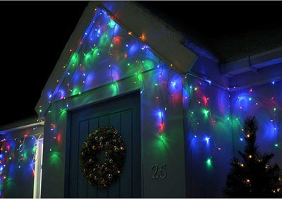 Snowtime 600 Multi-Function Icicle LED Lights in Multicolour - 14.3m Lit Length