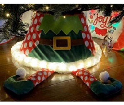 Snowtime 60cm Elf Tree Skirt Collar / Base Cover with Led Lights and Timer Price Comparisons | Compare The Build