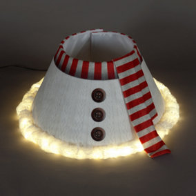 Snowtime 60cm Snowman Tree Skirt Collar / Base Cover with Led Lights and Timer