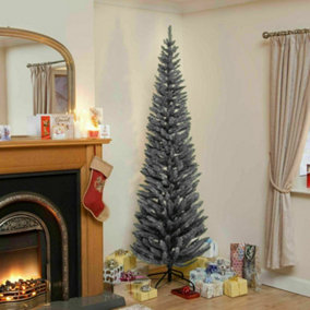 Snowtime 8ft / 240cm Pencil Pine Artificial Christmas Tree in Grey