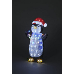 Snowtime Acrylic Penguin Holding Lights with 70 White Led's - 51cm  Tall