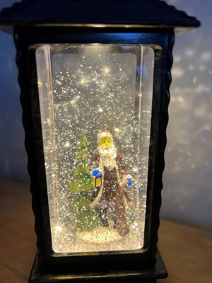 Snowtime Battery Operated 27cm LED Water Lantern With Santa