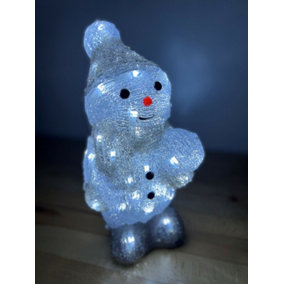 Snowtime Christmas Acrylic Figure Snowman Holding Snowball 31cm with LED Lights