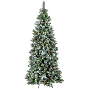 SnowTime CT04694 Frosted Glacier 7ft Artificial Christmas Tree With Pinecones