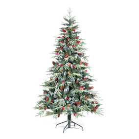 SnowTime CT07954 Ontario 7ft Artificial Frosted Flocked  Christmas tree With Pinecones & Berries
