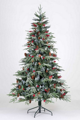 SnowTime CT07955 Ontario 8ft Artificial Frosted Flocked  Christmas tree With Pinecones & Berries