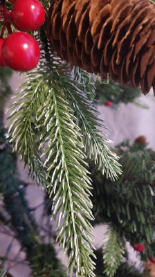 SnowTime CT07955 Ontario 8ft Artificial Frosted Flocked  Christmas tree With Pinecones & Berries