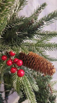 SnowTime CT07955 Ontario 8ft Artificial Frosted Flocked  Christmas tree With Pinecones & Berries