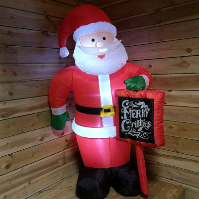 Snowtime Indoor Outdoor LED 180cm Inflatable Santa With Merry Christmas ...