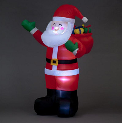 Snowtime Inflatable Santa with Raised Right Arm with Gift Bag & Gift Boxes