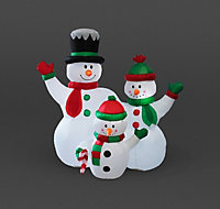 Snowtime Inflatable Snowman Family 1.5m w/12 LEDs