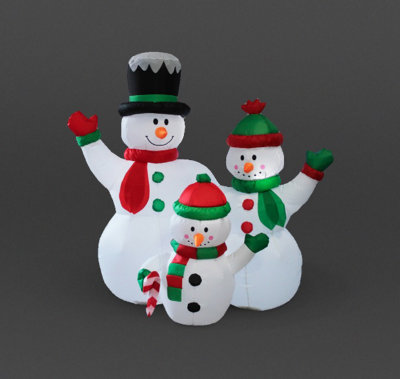 Snowtime Inflatable Snowman Family 1.5m w/12 LEDs